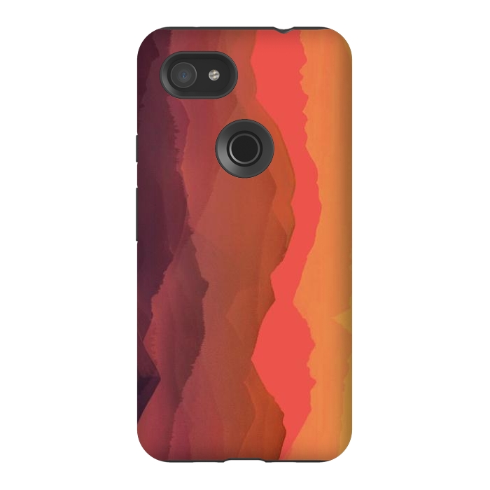 Pixel 3AXL StrongFit Sunset mountain landscape - abstract nature lines by Oana 