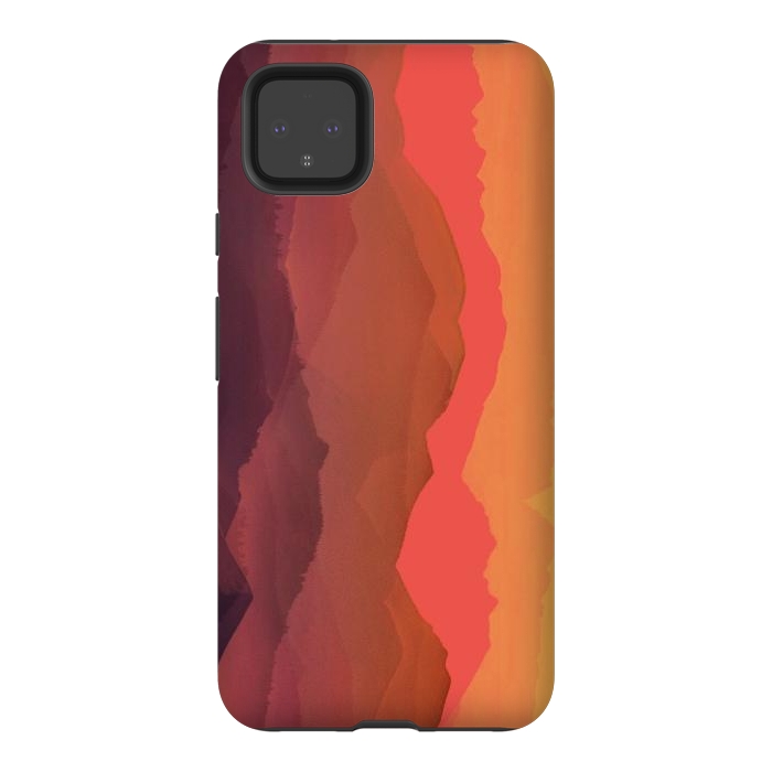 Pixel 4XL StrongFit Sunset mountain landscape - abstract nature lines by Oana 