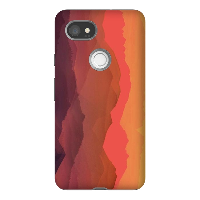 Pixel 2XL StrongFit Sunset mountain landscape - abstract nature lines by Oana 