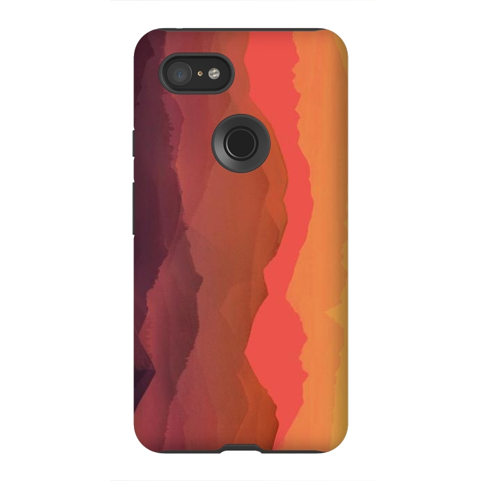 Pixel 3XL StrongFit Sunset mountain landscape - abstract nature lines by Oana 