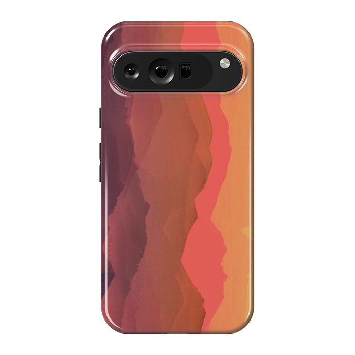 Pixel 9 Pro XL StrongFit Sunset mountain landscape - abstract nature lines by Oana 