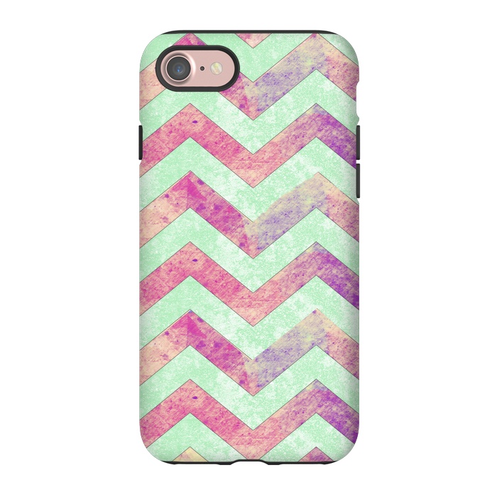 iPhone 7 StrongFit Mint Pink Watercolor Chevron by Girly Trend