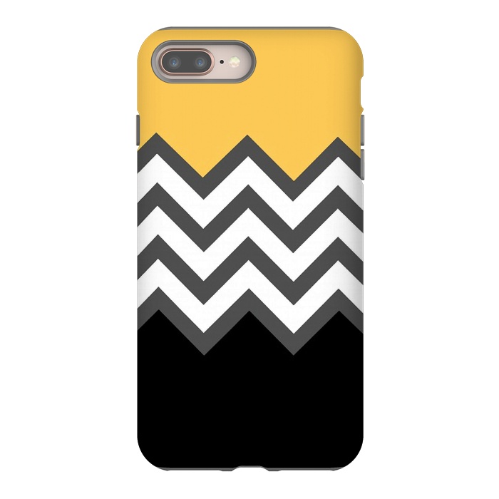 iPhone 7 plus StrongFit Color Blocked Chevron Black Yellow by Josie Steinfort 