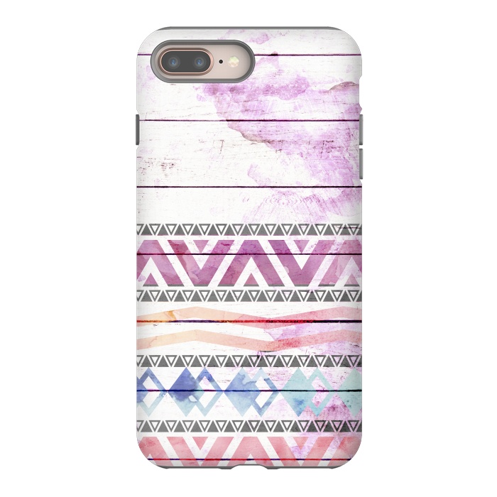 iPhone 7 plus StrongFit Aztec Wood Watercolor by Girly Trend